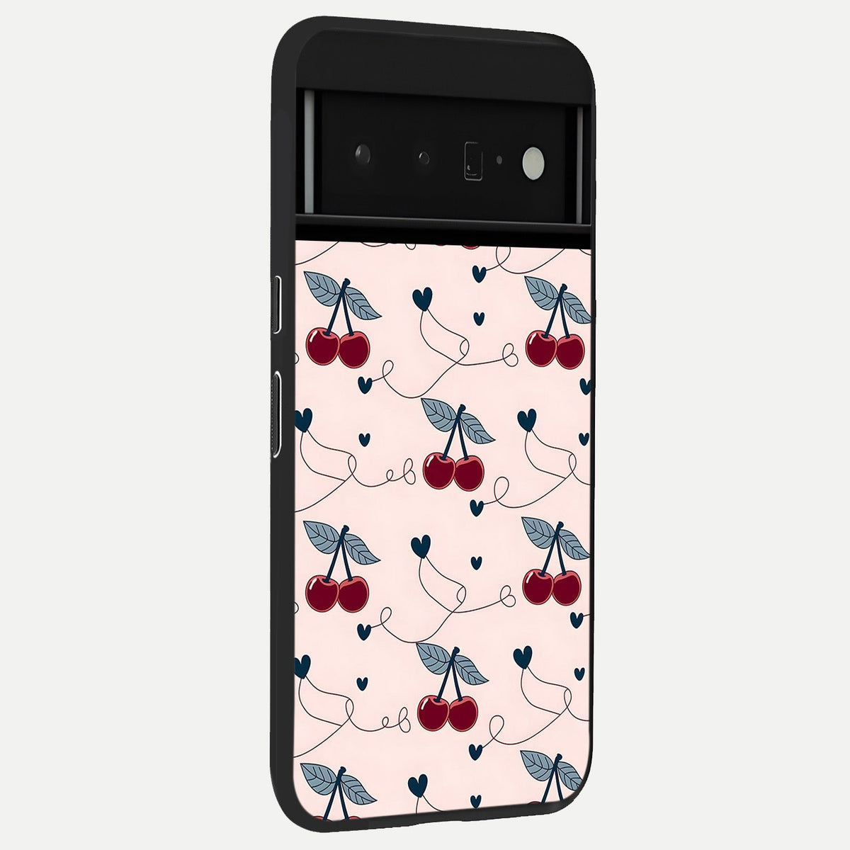  Cherry Heart Line back cover For Google Pixel 6 Pro slim fit glass case with vibrant aesthetic design