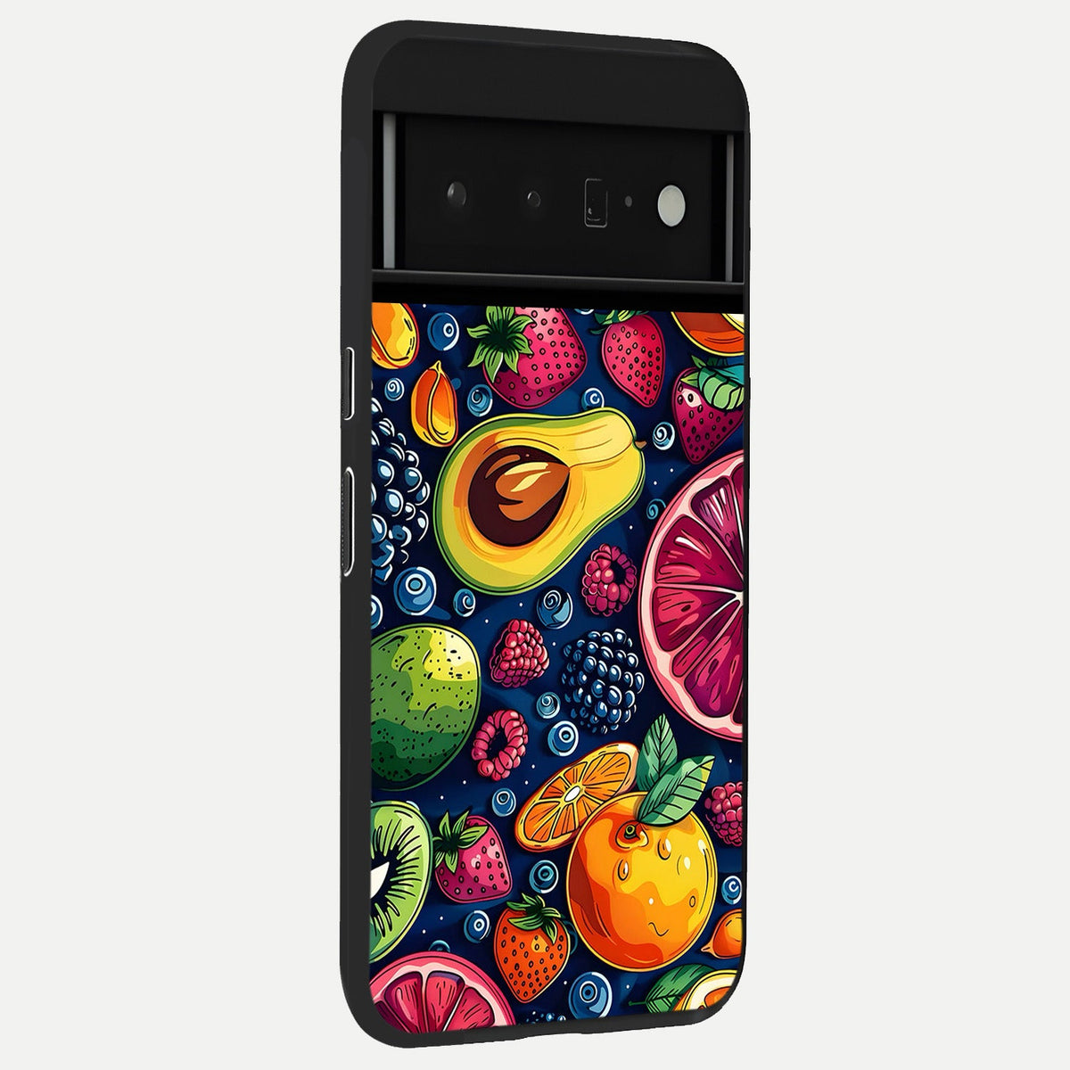  Cute Fruits Art back cover For Google Pixel 6 Pro slim fit glass case with vibrant aesthetic design
