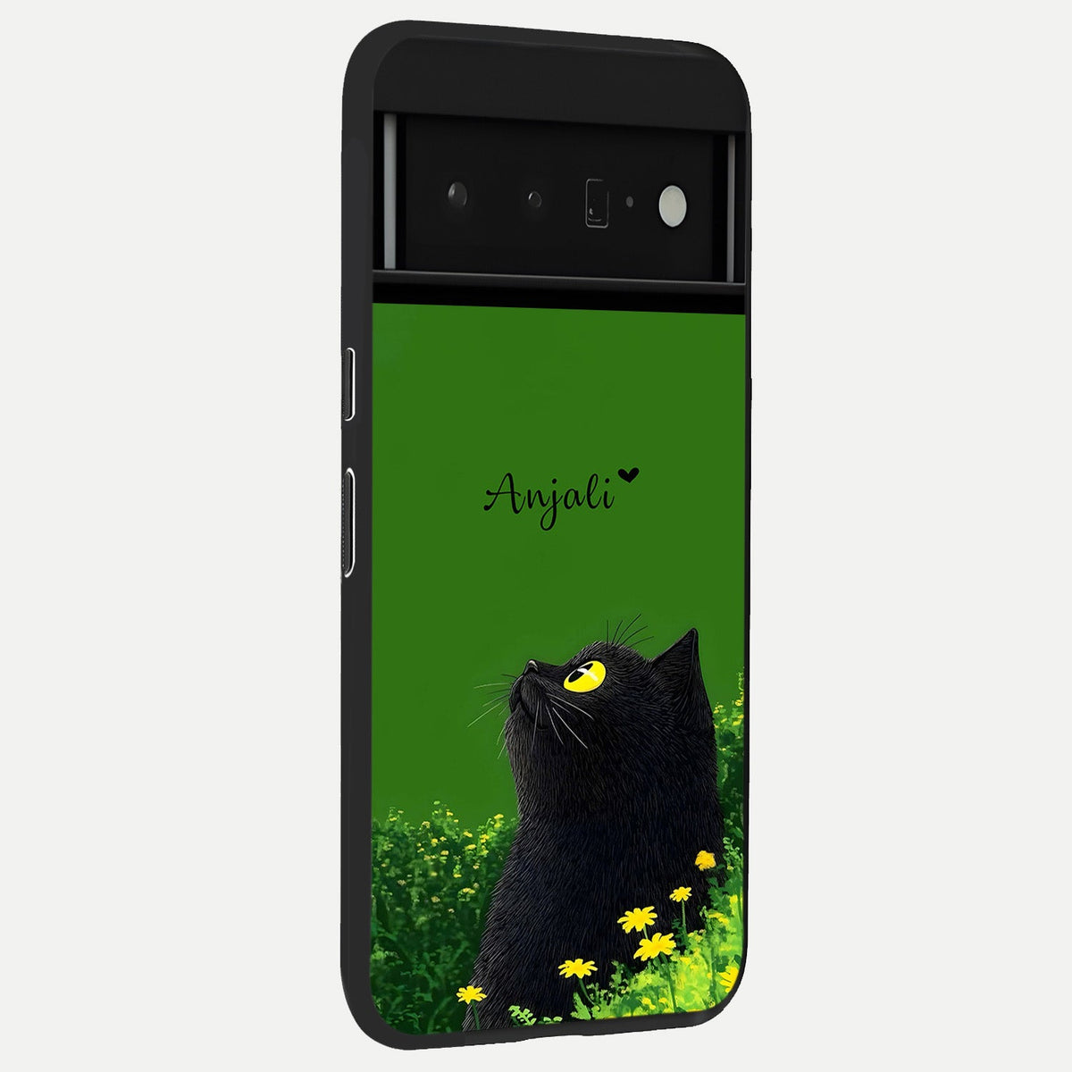  Emerald Cat Custom Name back cover For Google Pixel 6 Pro slim fit glass case with vibrant aesthetic design