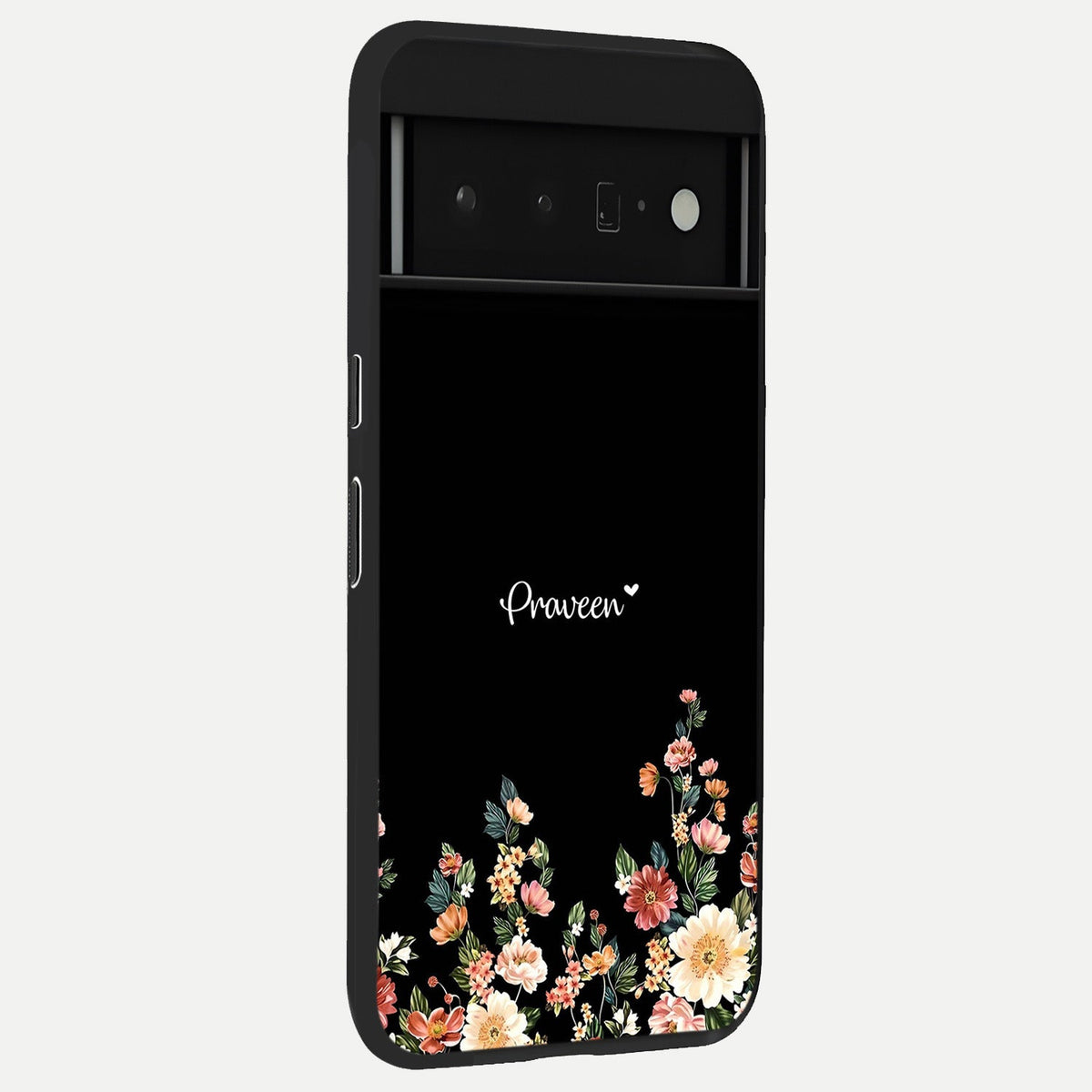  Floral Design Personalized Custom Name back cover For Google Pixel 6 Pro slim fit glass case with vibrant aesthetic design