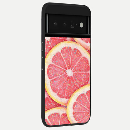  Glitter Grapefruit back cover For Google Pixel 6 Pro slim fit glass case with vibrant aesthetic design