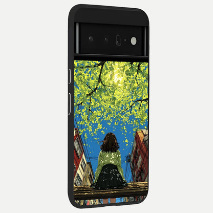  Golden Leaves Glow back cover For Google Pixel 6 Pro slim fit glass case with vibrant aesthetic design