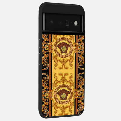  Golden Royal Heritage back cover For Google Pixel 6 Pro slim fit glass case with vibrant aesthetic design