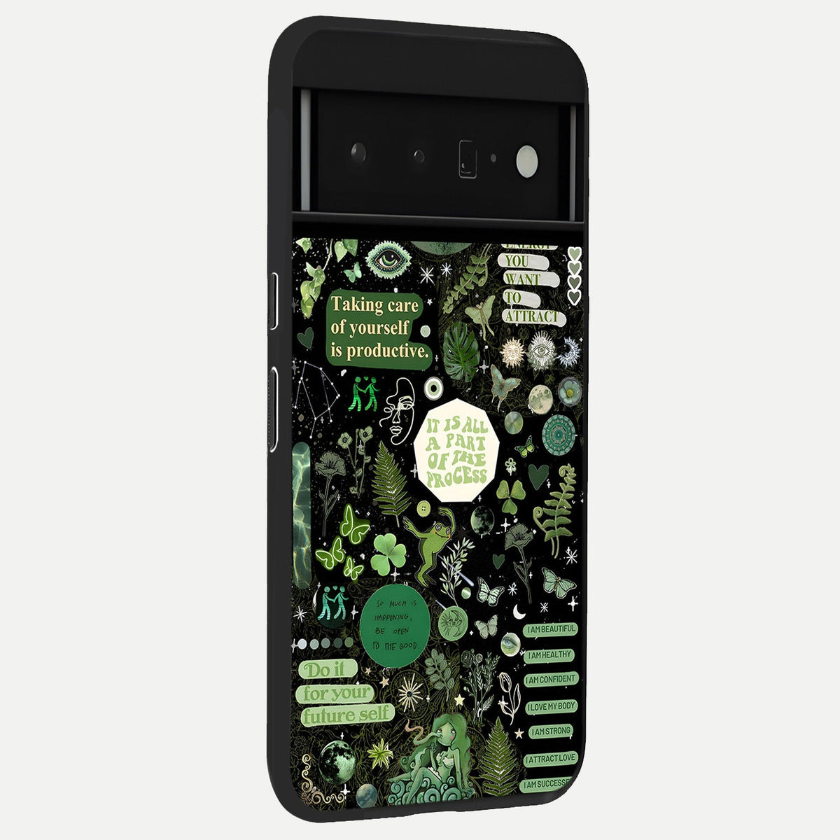  Green Mandala Pattern back cover For Google Pixel 6 Pro slim fit glass case with vibrant aesthetic design