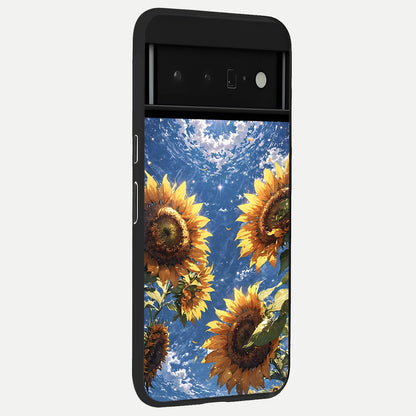  Heavenly Sunflower Rise back cover For Google Pixel 6 Pro slim fit glass case with vibrant aesthetic design