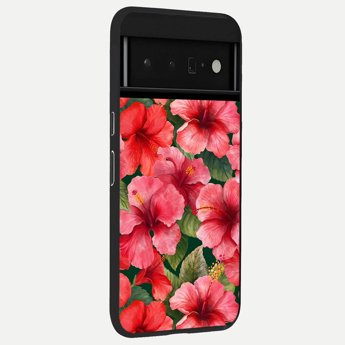  Hibiscus Pattern back cover For Google Pixel 6 Pro slim fit glass case with vibrant aesthetic design