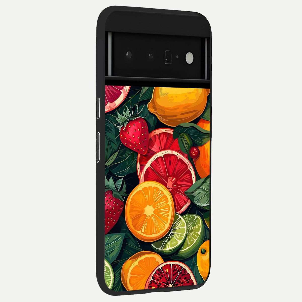  Multiple Fruits back cover For Google Pixel 6 Pro slim fit glass case with vibrant aesthetic design