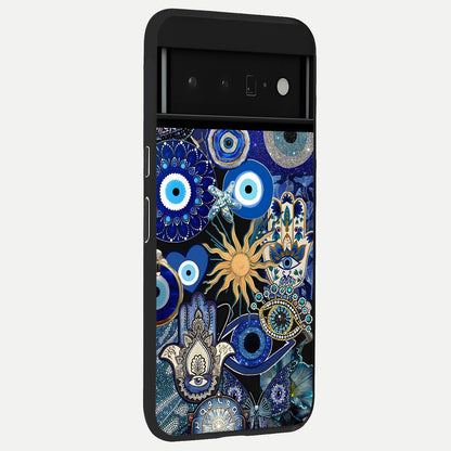  Mystic Blue Evil Eye back cover For Google Pixel 6 Pro slim fit glass case with vibrant aesthetic design