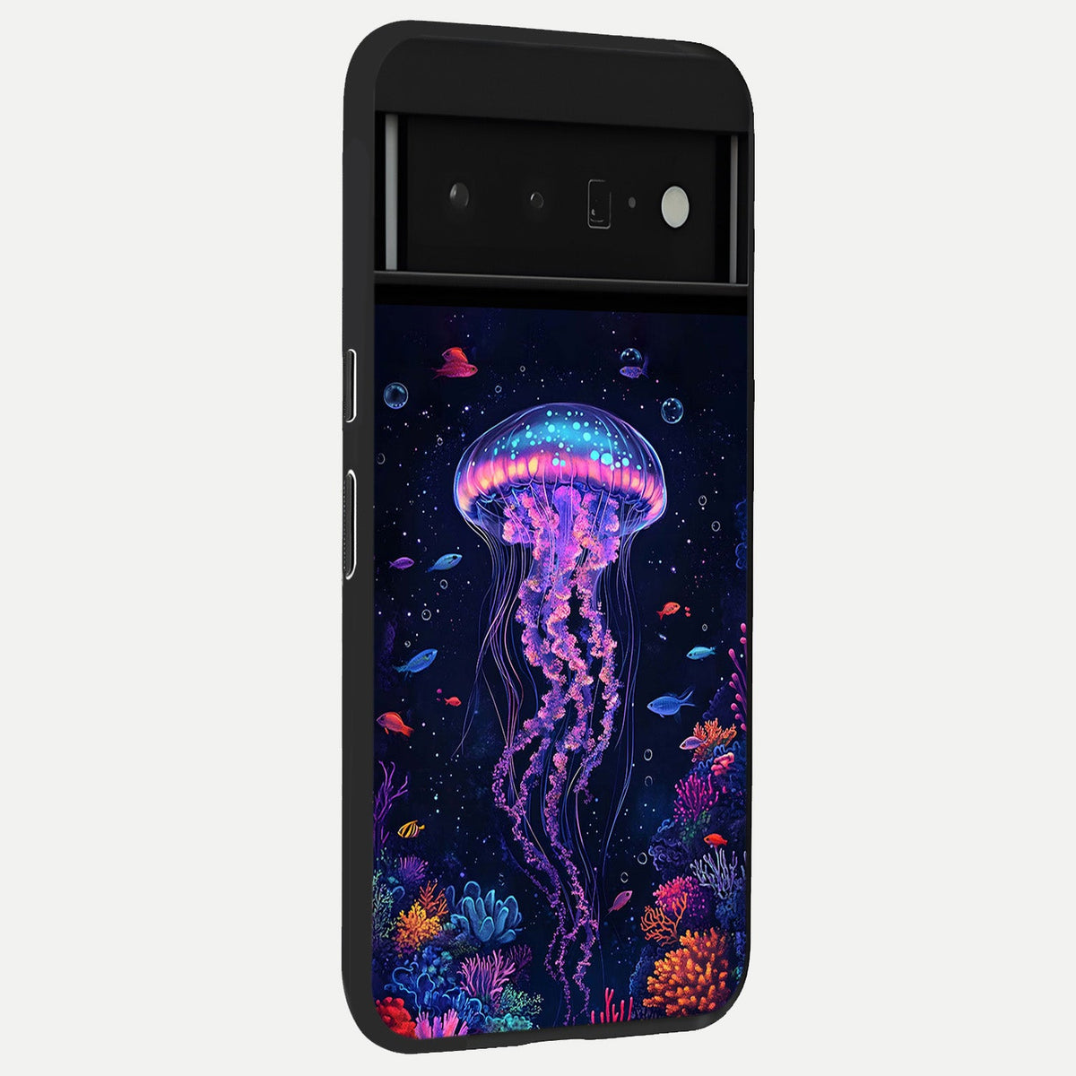  Neon Jellyfish back cover For Google Pixel 6 Pro slim fit glass case with vibrant aesthetic design