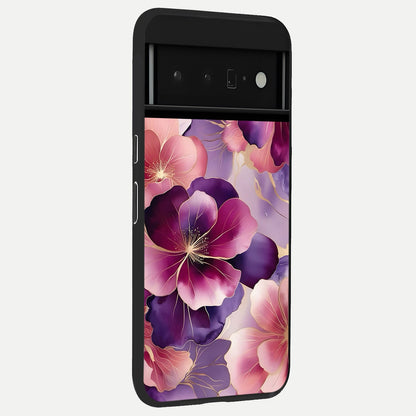  Pink Bouquet Florals back cover For Google Pixel 6 Pro slim fit glass case with vibrant aesthetic design