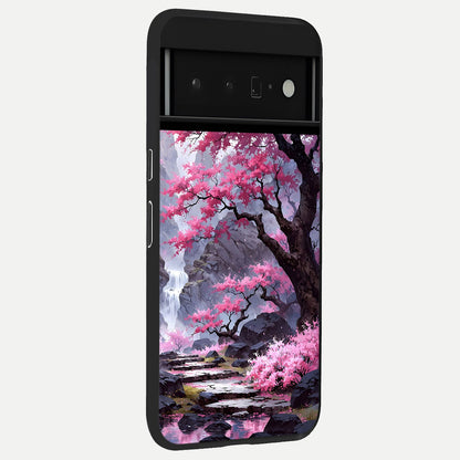  Pink Sunflower Glow back cover For Google Pixel 6 Pro slim fit glass case with vibrant aesthetic design