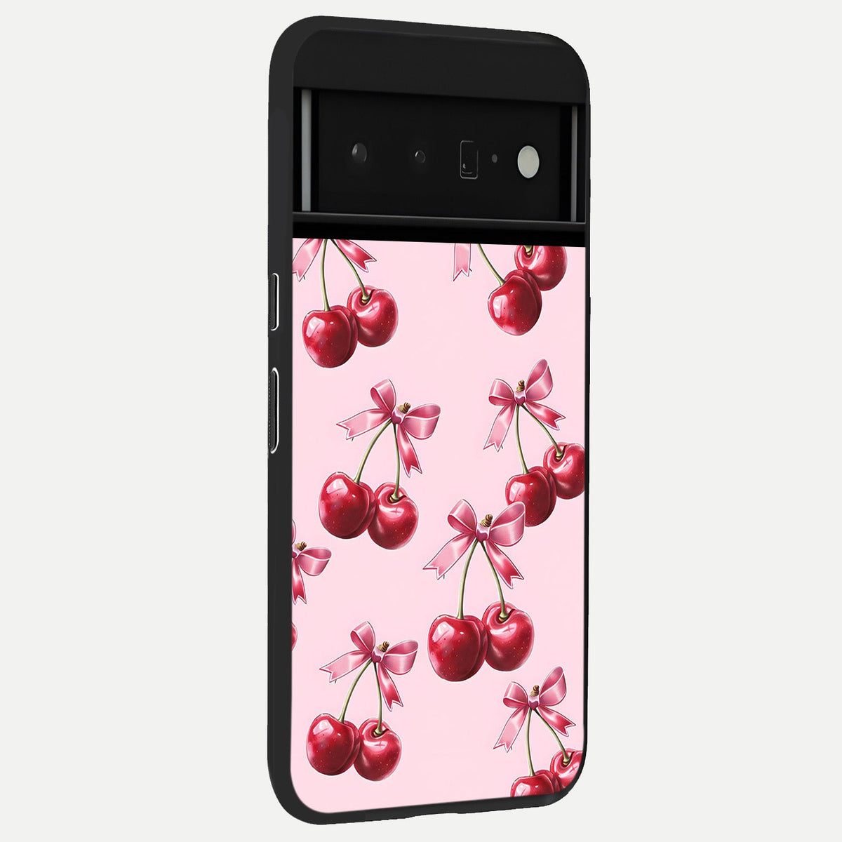  Red Cherries Pattern back cover For Google Pixel 6 Pro slim fit glass case with vibrant aesthetic design