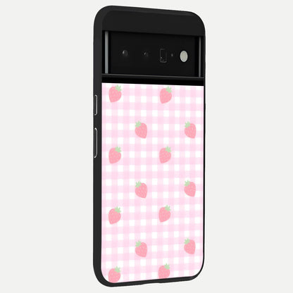  Strawberry Picnic Love back cover For Google Pixel 6 Pro slim fit glass case with vibrant aesthetic design