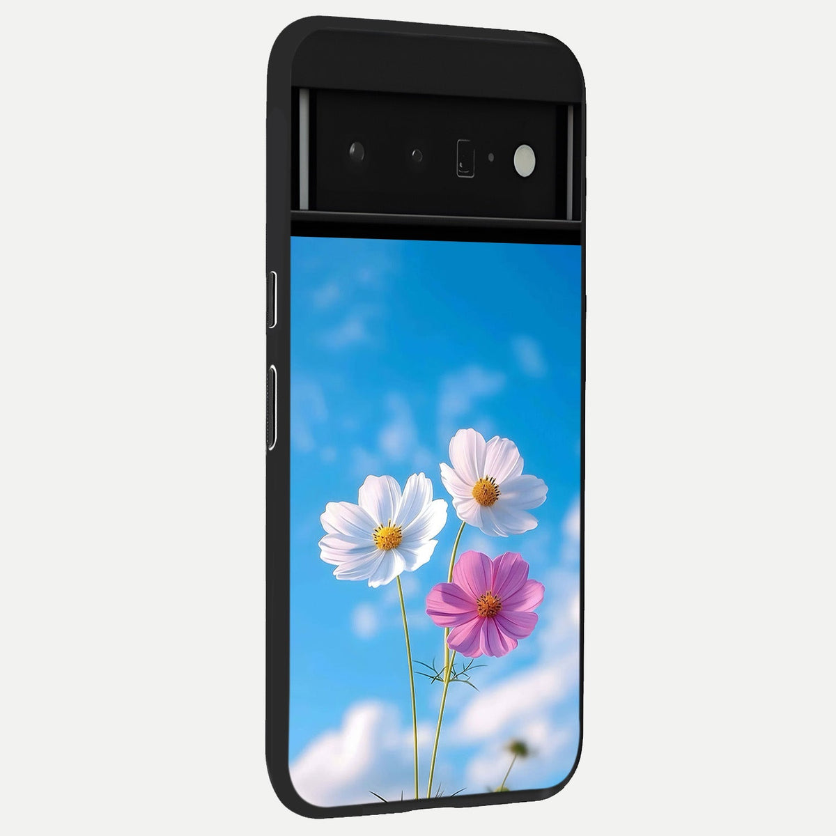  Tripple Flowers With Sky back cover For Google Pixel 6 Pro slim fit glass case with vibrant aesthetic design