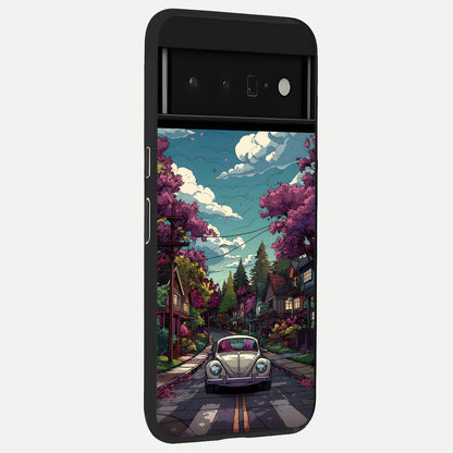  Vintage Street Drive back cover For Google Pixel 6 Pro slim fit glass case with vibrant aesthetic design