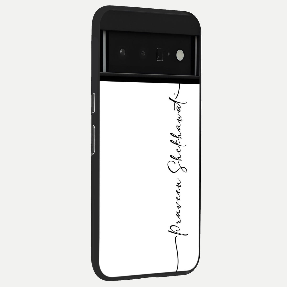  White Tune Custom Name back cover For Google Pixel 6 Pro slim fit personalized glass case with aesthetic design