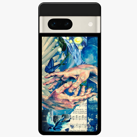  Aesthetic Divider Glass Case For Google Pixel 7A back cover – full design glossy printed glass finish