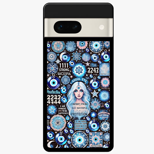  Angel Aura Shield Glass Case For Google Pixel 7A back cover – full design glossy printed glass finish