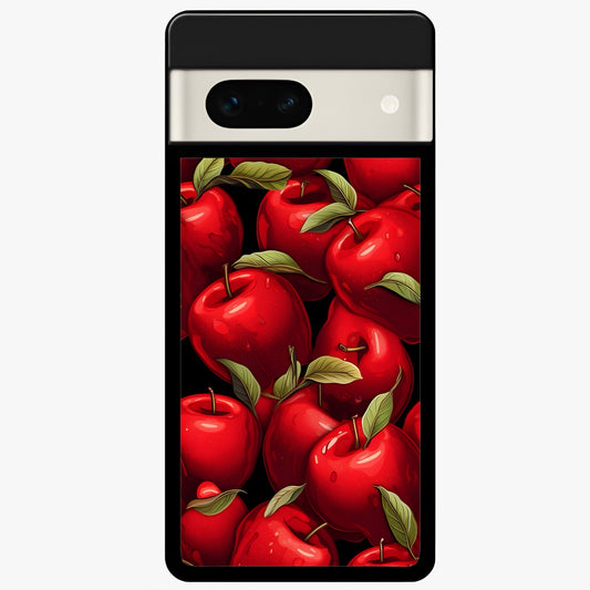  Apple Pattern Glass Case For Google Pixel 7A back cover – full design glossy printed glass finish