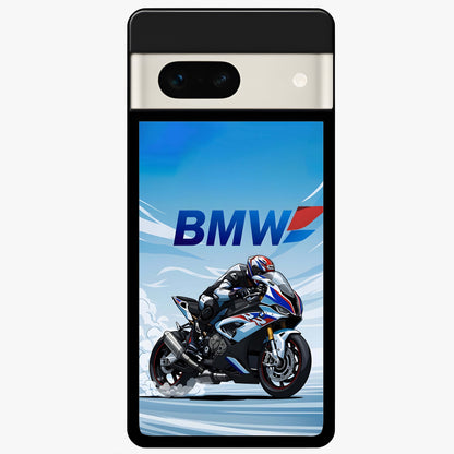  BMW Power Drift Glass Case For Google Pixel 7A back cover – full design glossy printed glass finish