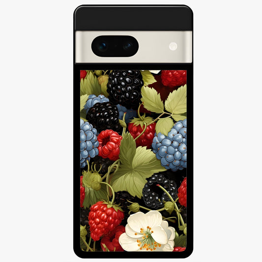  Berry Bloom Charm Glass Case For Google Pixel 7A back cover – full design glossy printed glass finish