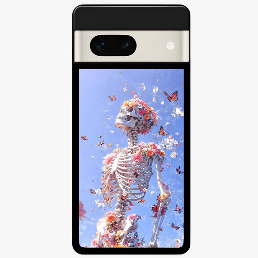  Bloom Beyond Bones Glass Case For Google Pixel 7A back cover – full design glossy printed glass finish