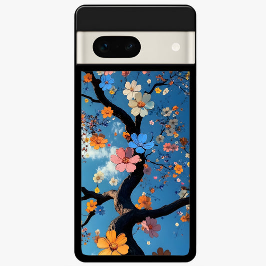  Blossom Dream Sky Glass Case For Google Pixel 7A back cover – full design glossy printed glass finish