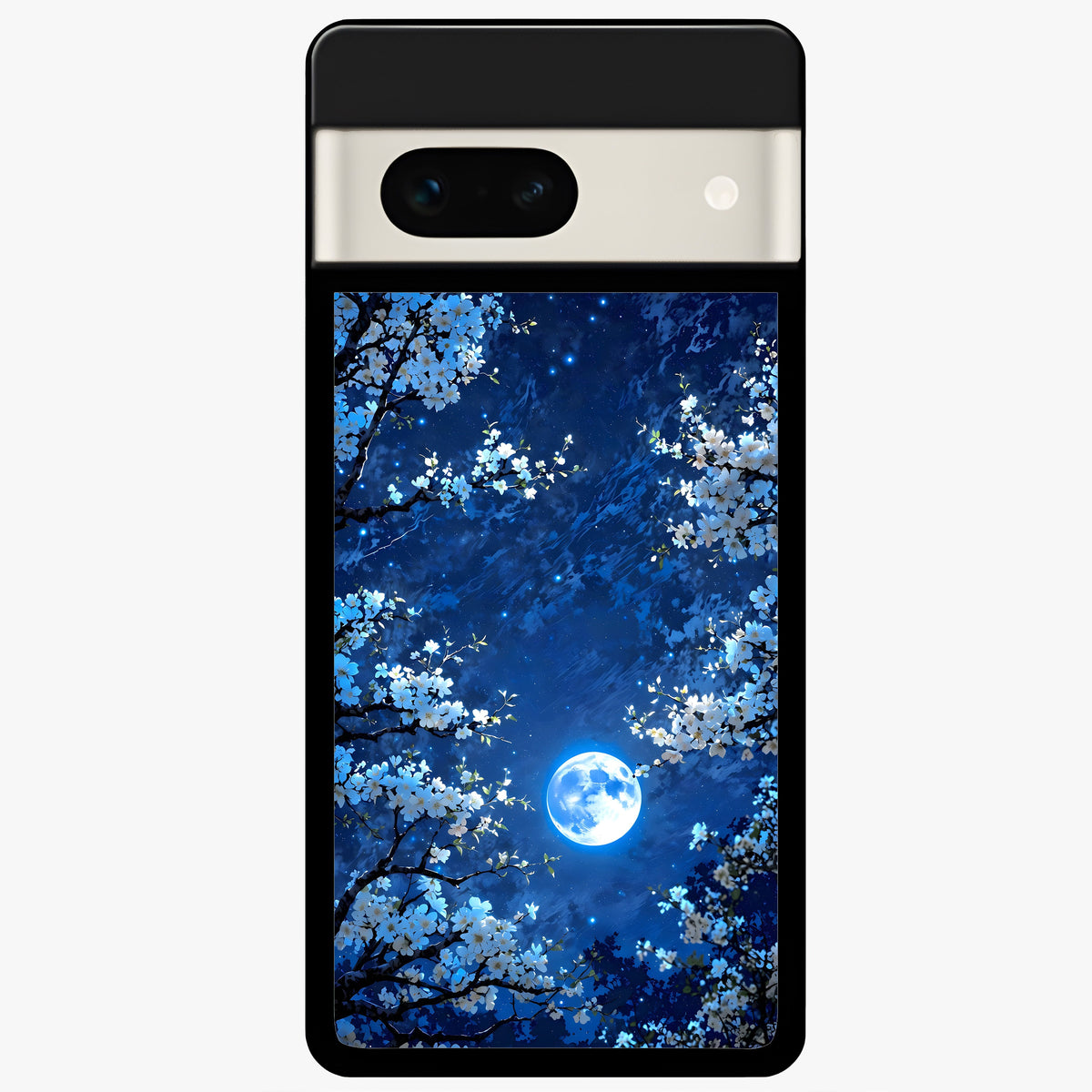  Blossom Moonlight Sky Glass Case For Google Pixel 7A back cover – full design glossy printed glass finish
