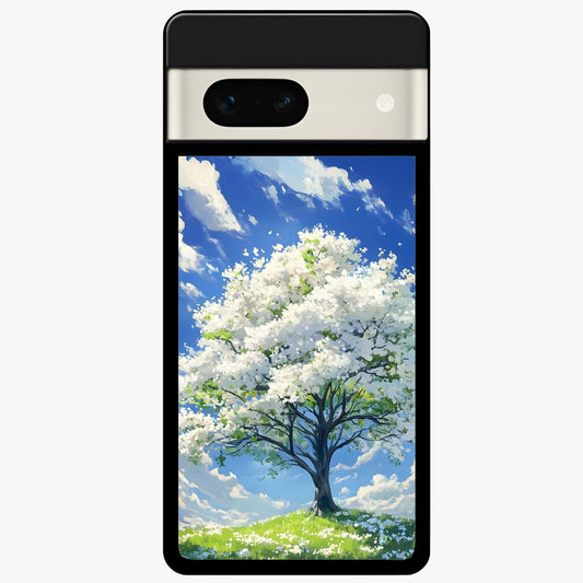  Blossom Sky Serenity Glass Case For Google Pixel 7A back cover – full design glossy printed glass finish