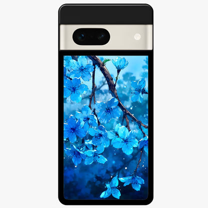  Blue Blossoms Branch Glass Case For Google Pixel 7A back cover – full design glossy printed glass finish