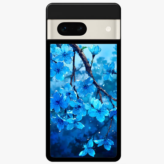  Blue Blossoms Branch Glass Case For Google Pixel 7A back cover – full design glossy printed glass finish
