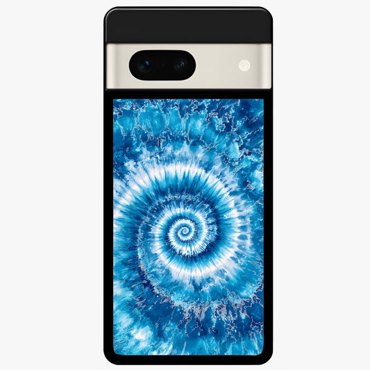  Blue Galaxy Wave Glass Case For Google Pixel 7A back cover – full design glossy printed glass finish