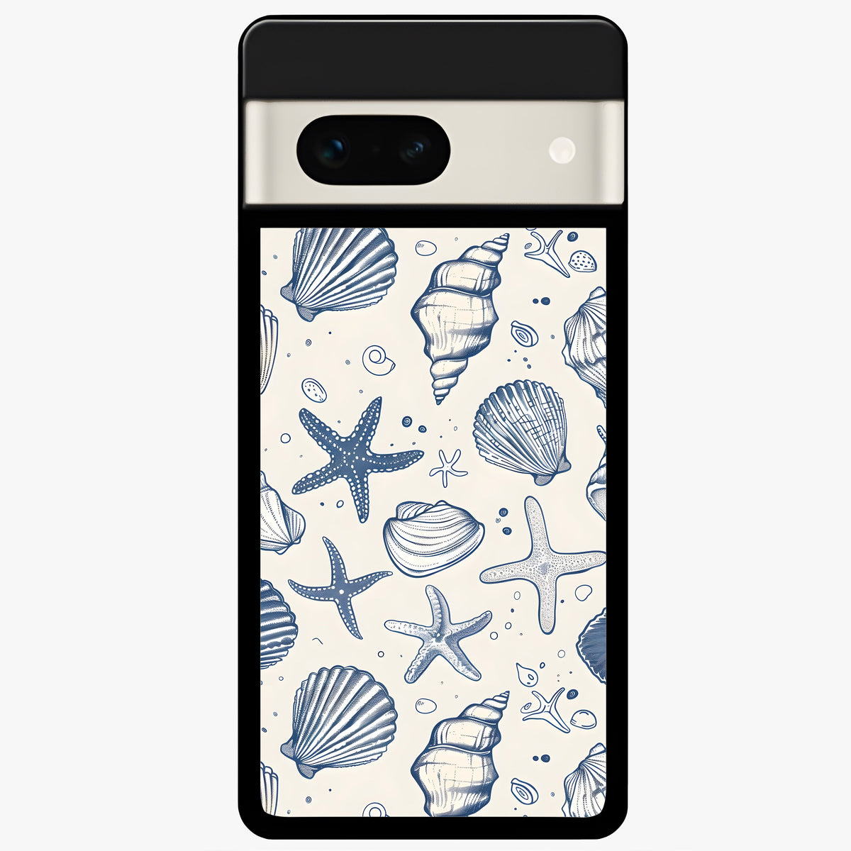  Blue Ocean Outline Glass Case For Google Pixel 7A back cover – full design glossy printed glass finish