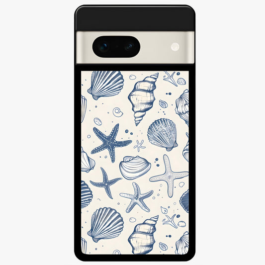  Blue Ocean Outline Glass Case For Google Pixel 7A back cover – full design glossy printed glass finish