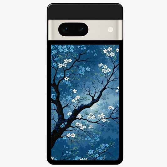  Blue Tree Serenity Glass Case For Google Pixel 7A back cover – full design glossy printed glass finish