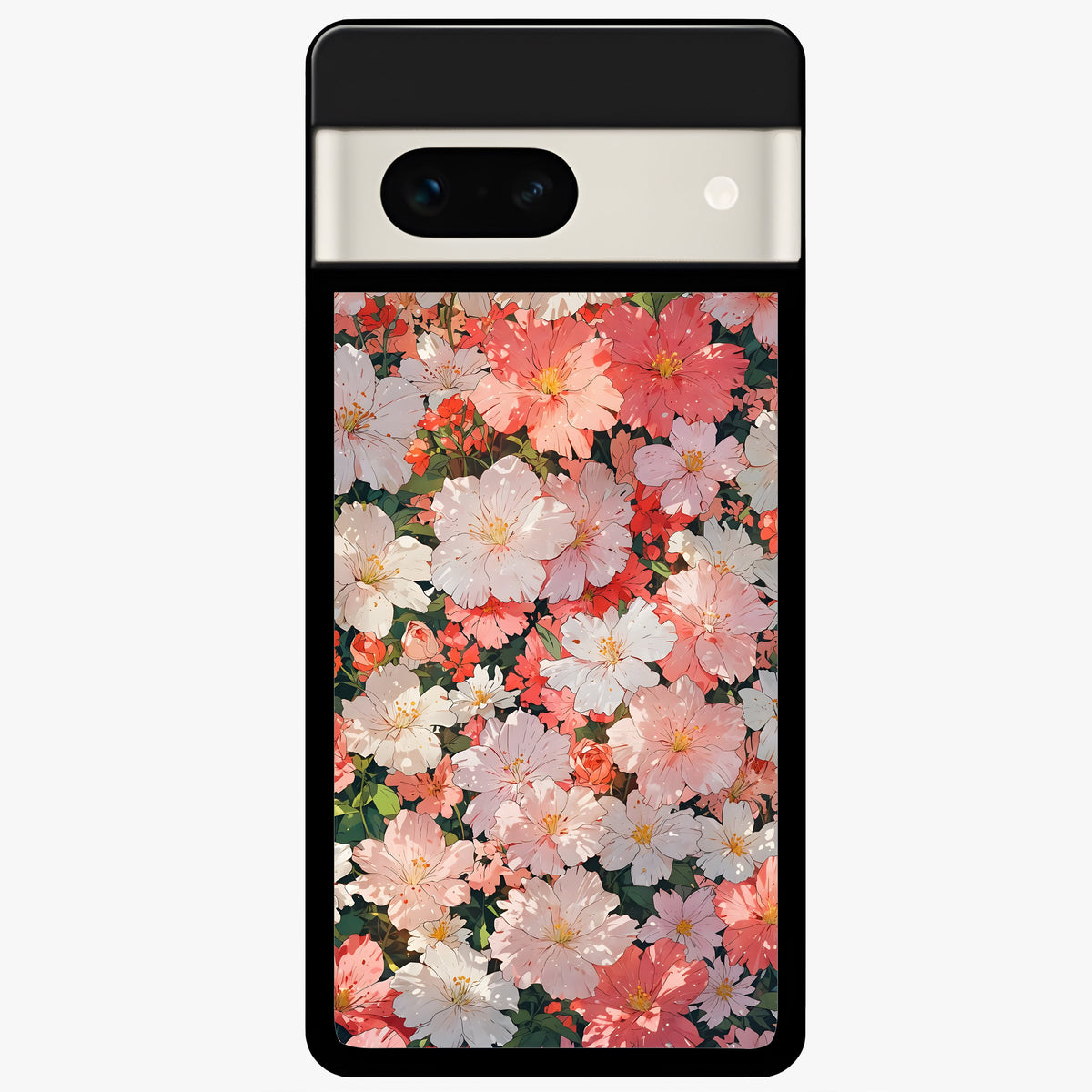  Blush Bloom Field Glass Case For Google Pixel 7A back cover – full design glossy printed glass finish