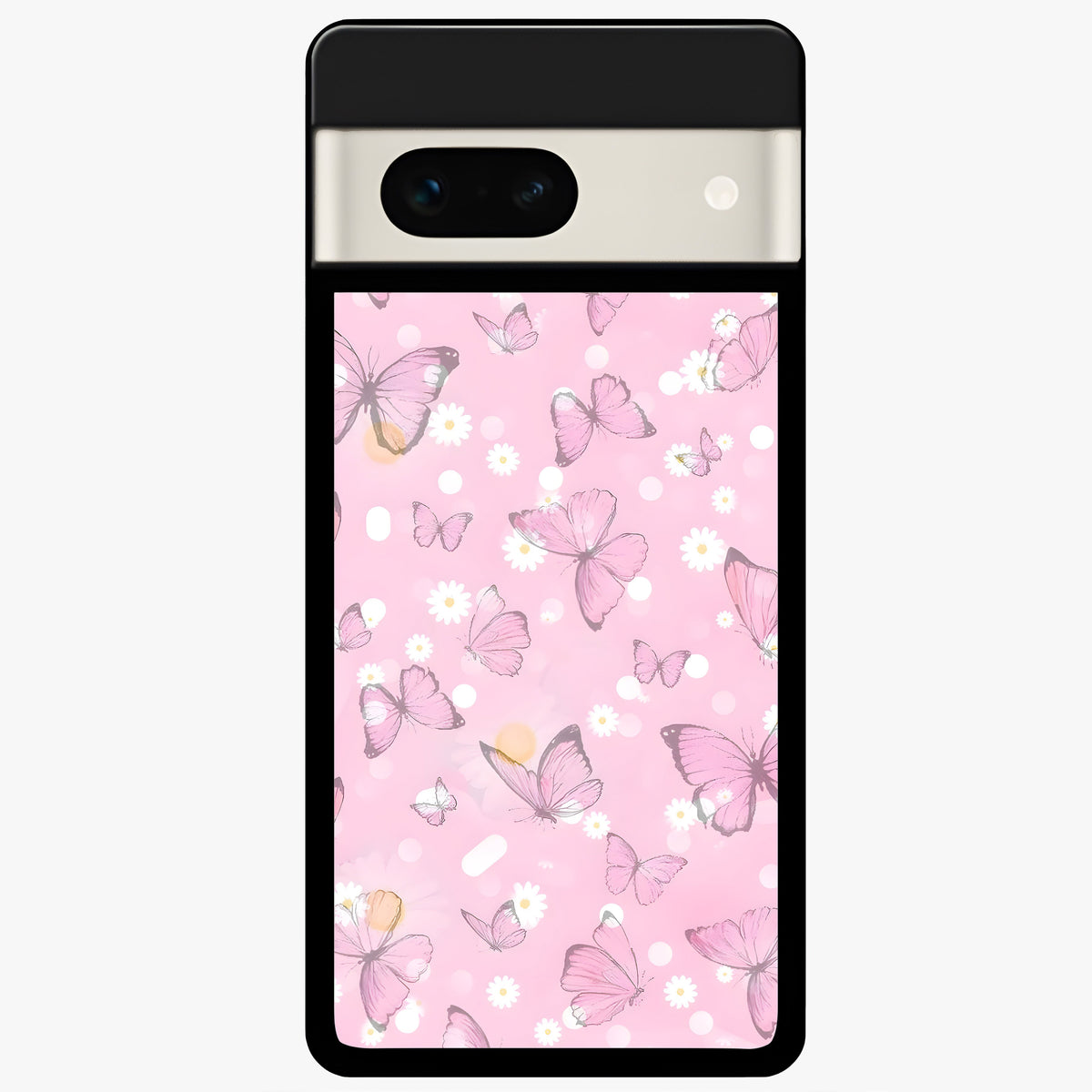 Blush Butterfly Garden Glass Case For Google Pixel 7A back cover – full design glossy printed glass finish