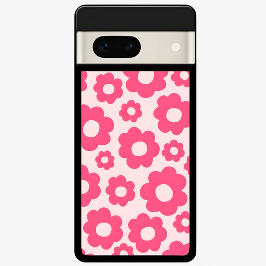  Blush Flower Pop Glass Case For Google Pixel 7A back cover – full design glossy printed glass finish