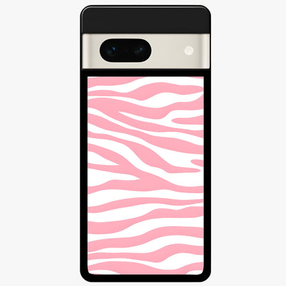  Blush Zebra Flow Glass Case For Google Pixel 7A back cover – full design glossy printed glass finish