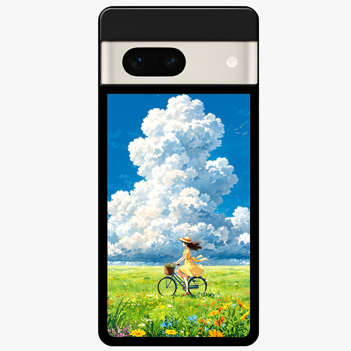  Breezy Meadow Ride Glass Case For Google Pixel 7A back cover – full design glossy printed glass finish