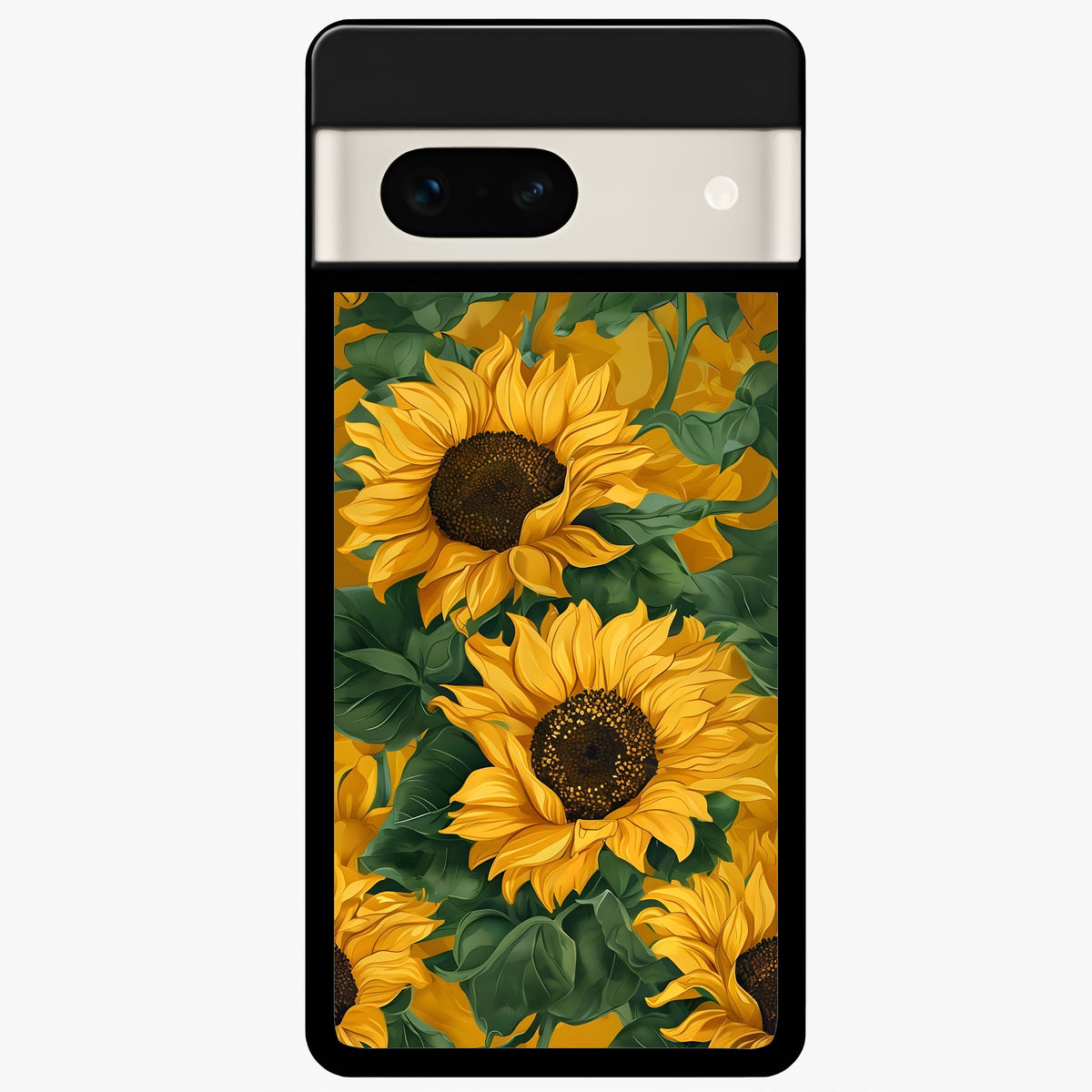  Bright Sunflower Bloom Glass Case For Google Pixel 7A back cover – full design glossy printed glass finish