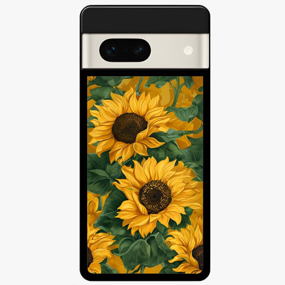  Bright Sunflower Bloom Glass Case For Google Pixel 7A back cover – full design glossy printed glass finish