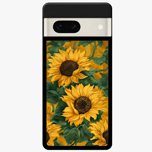  Bright Sunflower Bloom Glass Case For Google Pixel 7A back cover – full design glossy printed glass finish