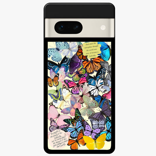  Butterflies Petal Dream Glass Case For Google Pixel 7A back cover – full design glossy printed glass finish