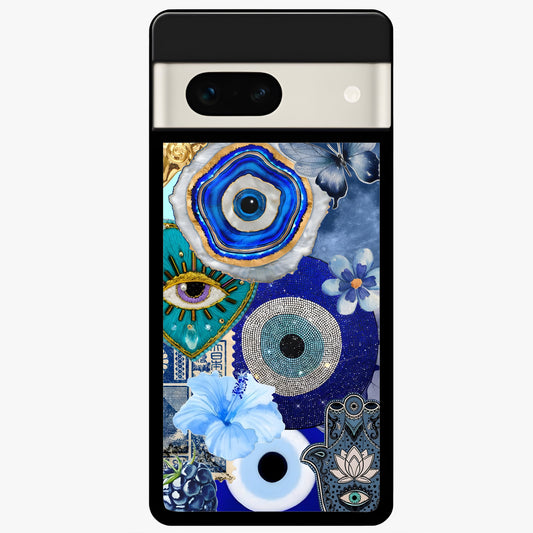  Celestial Blue Vision Glass Case For Google Pixel 7A back cover – full design glossy printed glass finish