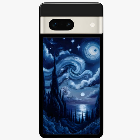  Celestial Dream Van Gogh Glass Case For Google Pixel 7A back cover – full design glossy printed glass finish
