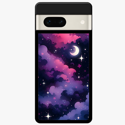  Celestial Moon Magic Glass Case For Google Pixel 7A back cover – full design glossy printed glass finish
