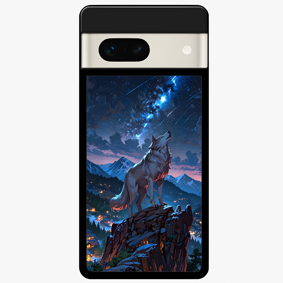  Celestial Wolf Howl Glass Case For Google Pixel 7A back cover – full design glossy printed glass finish