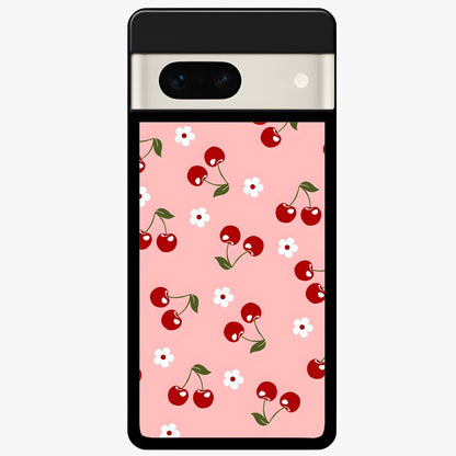  Cherry Love Mood Glass Case For Google Pixel 7A back cover – full design glossy printed glass finish