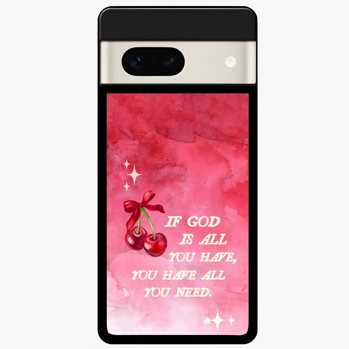  Cherry Quote Glass Case For Google Pixel 7A back cover – full design glossy printed glass finish